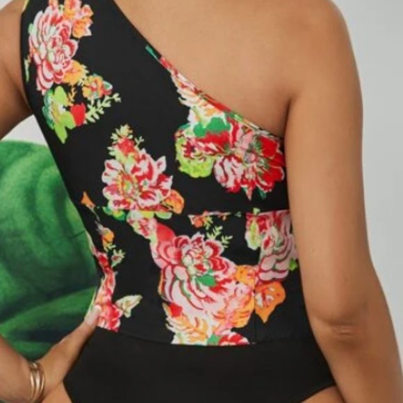 Floral Thigh Skirt & Floral Print One Shoulder Cut Out B - Picture 3 of 5